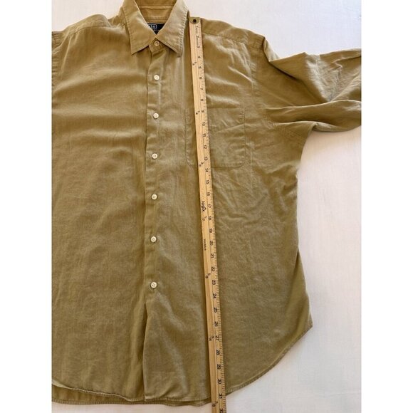 Vintage Polo Ralph Lauren Shirt Mens L 16.5 32/33 Tan 100% Cotton Warwick LS BD - Picture 6 of 14
